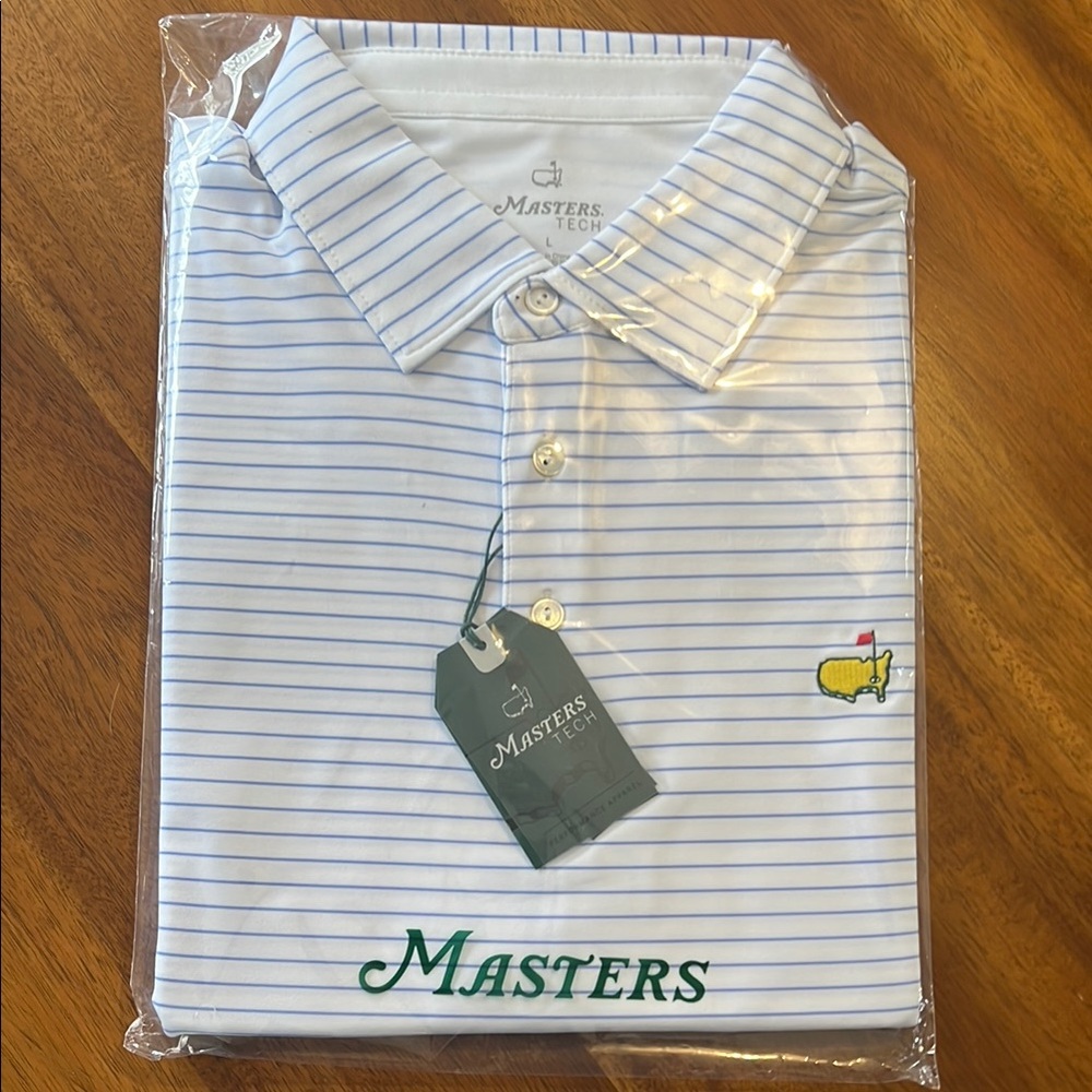 Masters White and Blue Striped Men's Polo Shirt